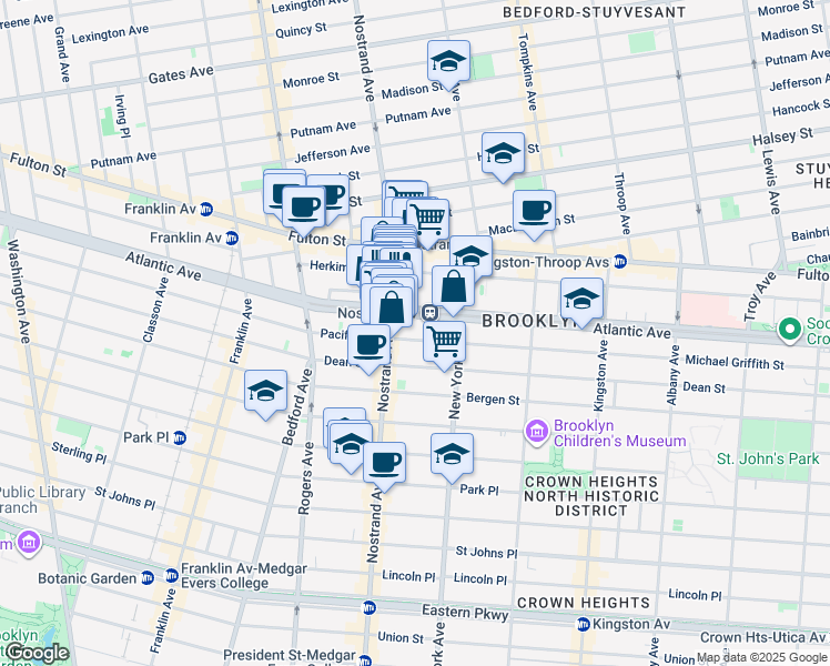 map of restaurants, bars, coffee shops, grocery stores, and more near in Brooklyn