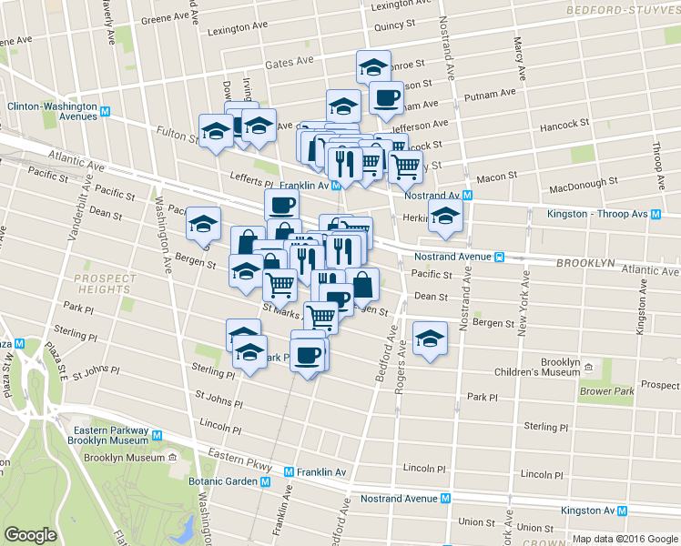 map of restaurants, bars, coffee shops, grocery stores, and more near 1035 Dean Street in Brooklyn