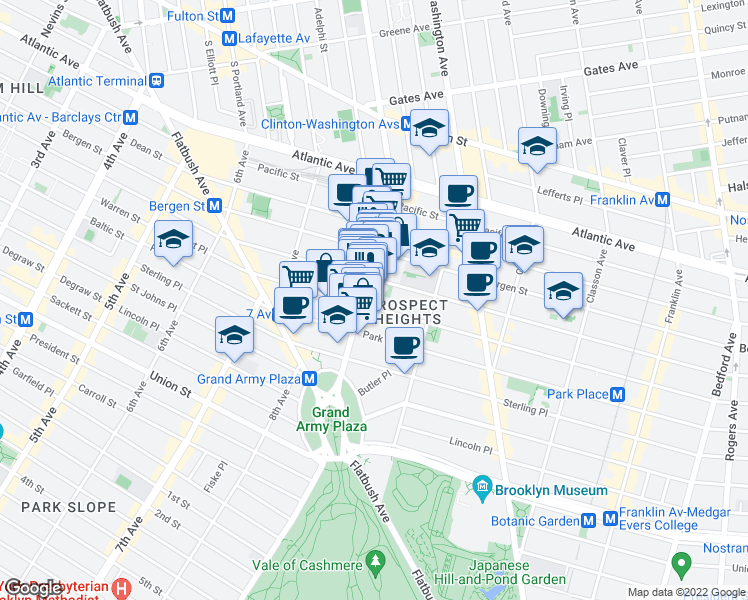 map of restaurants, bars, coffee shops, grocery stores, and more near in Brooklyn