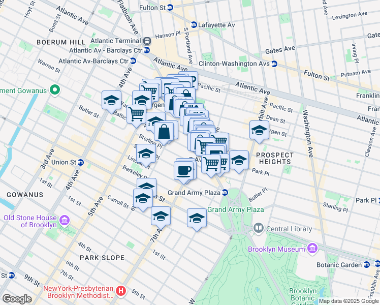 map of restaurants, bars, coffee shops, grocery stores, and more near 114 Prospect Place in Brooklyn
