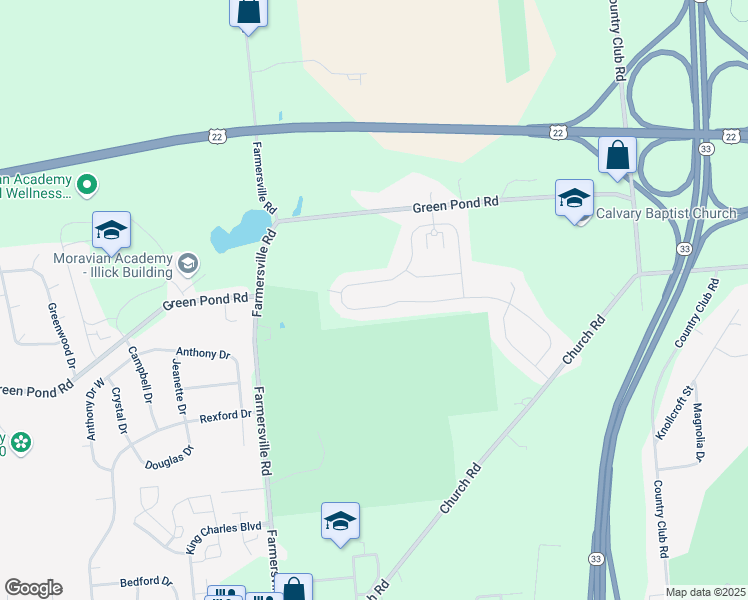 map of restaurants, bars, coffee shops, grocery stores, and more near 5750 Green Pond Road in Easton