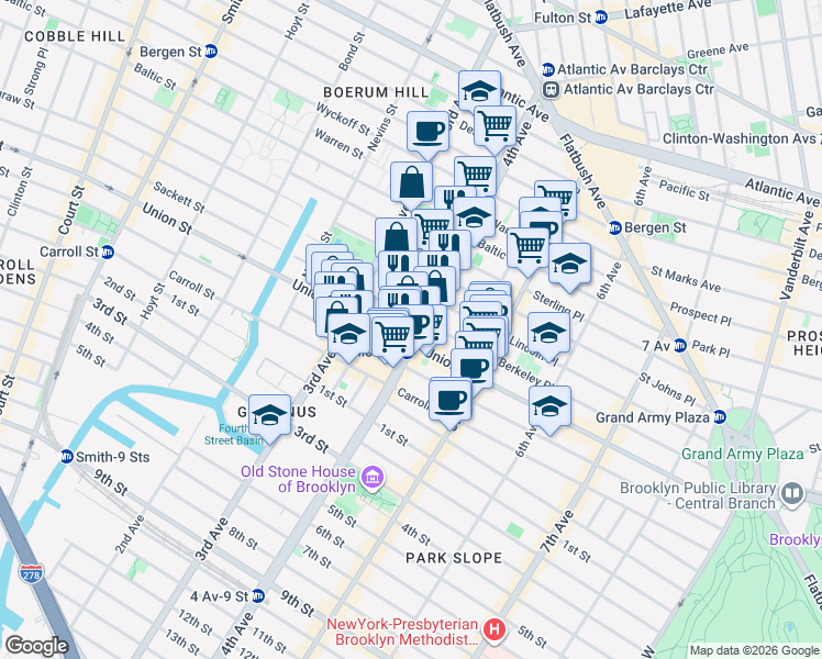 map of restaurants, bars, coffee shops, grocery stores, and more near in Brooklyn