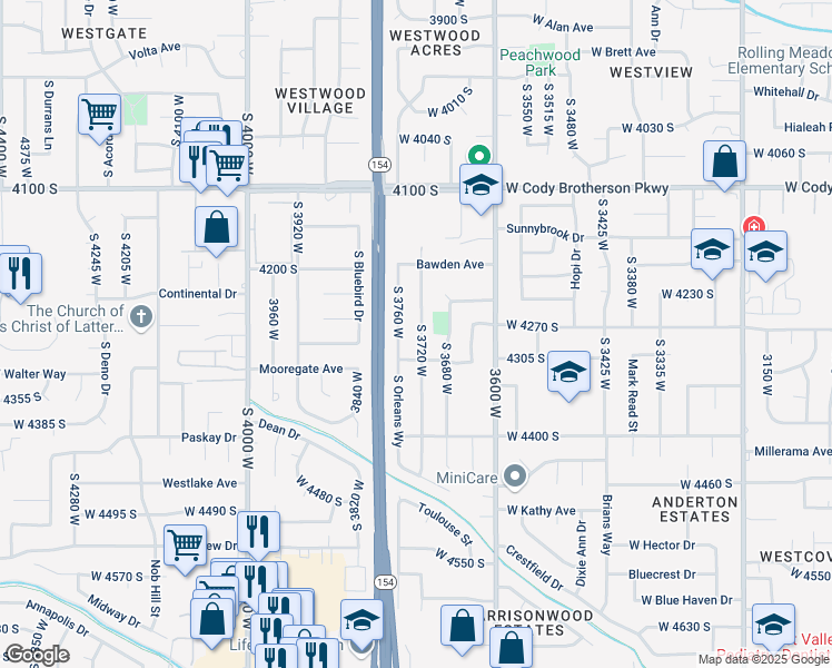 map of restaurants, bars, coffee shops, grocery stores, and more near 4278 South 3720 West in West Valley City