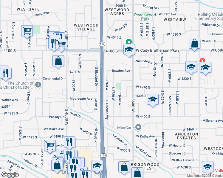 map of restaurants, bars, coffee shops, grocery stores, and more near 4278 South 3720 West in West Valley City
