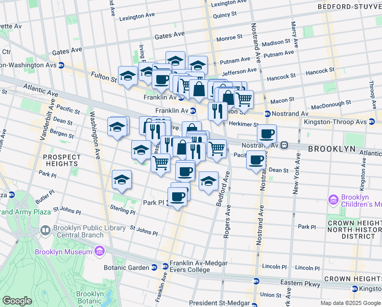 map of restaurants, bars, coffee shops, grocery stores, and more near 1035 Dean Street in Brooklyn