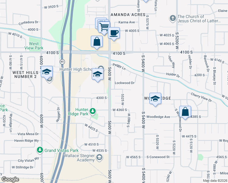 map of restaurants, bars, coffee shops, grocery stores, and more near 4250 Brookfield Way in Salt Lake City