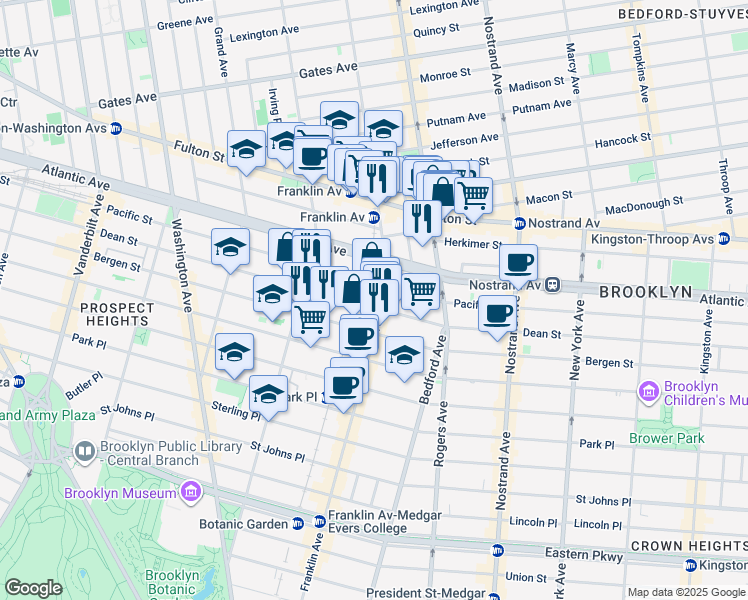 map of restaurants, bars, coffee shops, grocery stores, and more near 1035 Dean Street in Brooklyn
