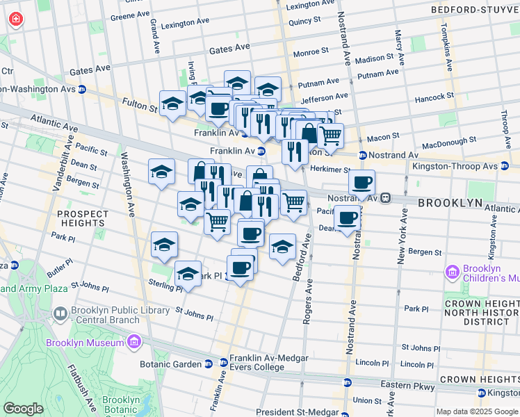 map of restaurants, bars, coffee shops, grocery stores, and more near 1035 Dean Street in Brooklyn