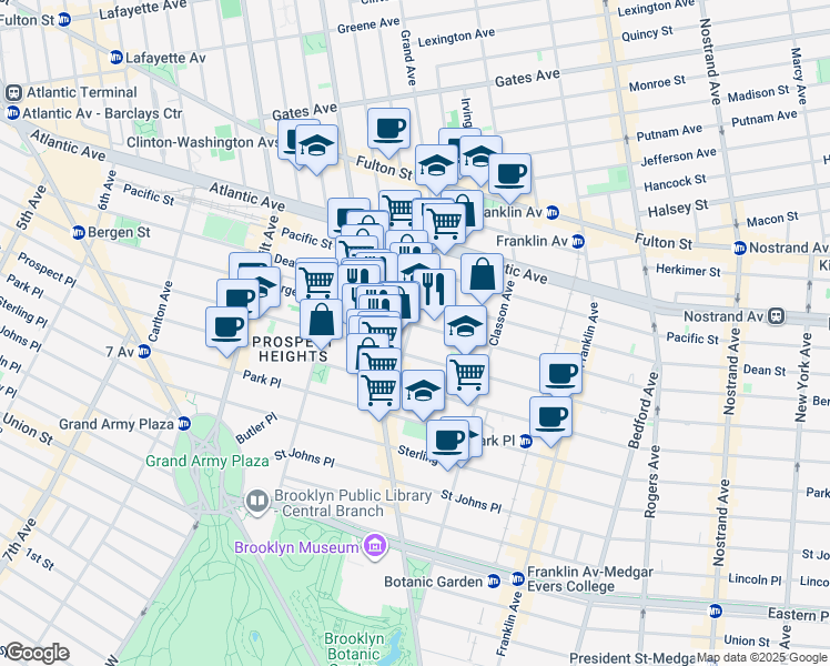 map of restaurants, bars, coffee shops, grocery stores, and more near in Brooklyn