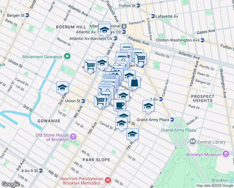 map of restaurants, bars, coffee shops, grocery stores, and more near in Brooklyn