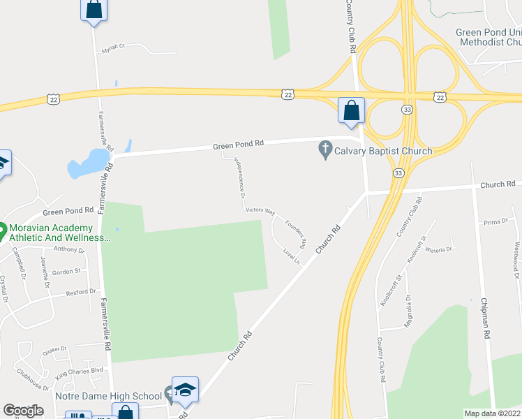 map of restaurants, bars, coffee shops, grocery stores, and more near Victors Way in Northampton County