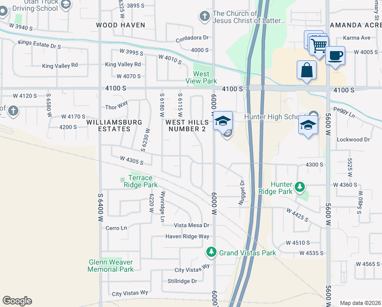 map of restaurants, bars, coffee shops, grocery stores, and more near 6086 Bona Dea Boulevard in Salt Lake City
