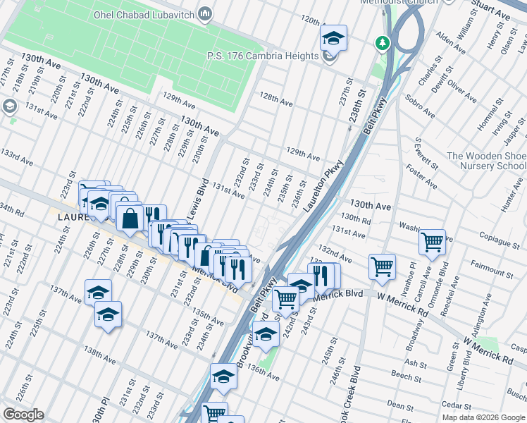 map of restaurants, bars, coffee shops, grocery stores, and more near in Queens