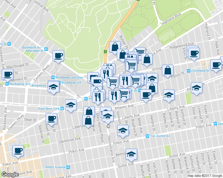 map of restaurants, bars, coffee shops, grocery stores, and more near 88 Vermont Street in Brooklyn