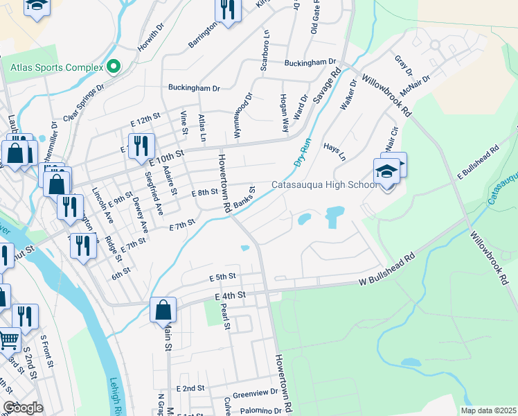 map of restaurants, bars, coffee shops, grocery stores, and more near 649 Walker Drive in Northampton