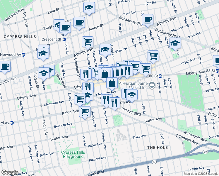 map of restaurants, bars, coffee shops, grocery stores, and more near in Brooklyn