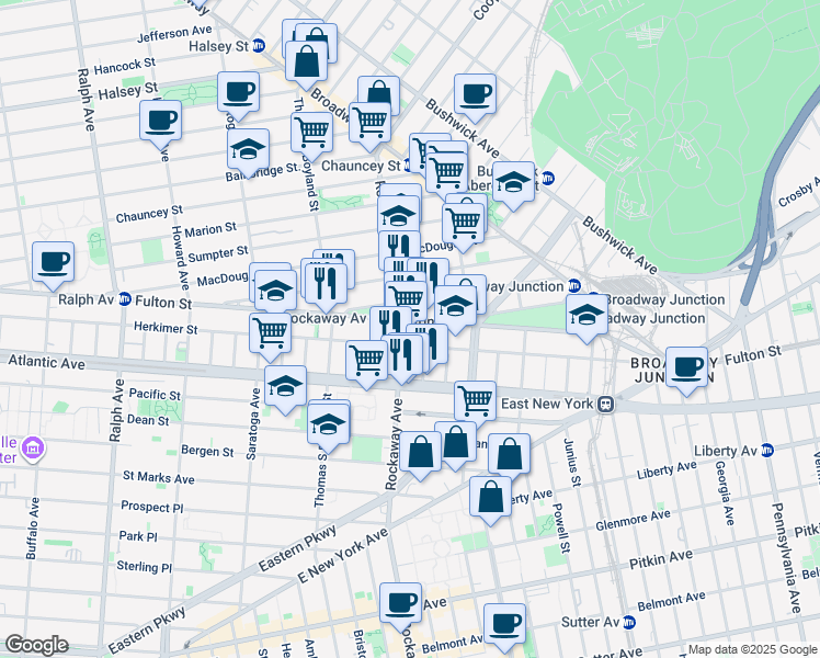 map of restaurants, bars, coffee shops, grocery stores, and more near in Brooklyn