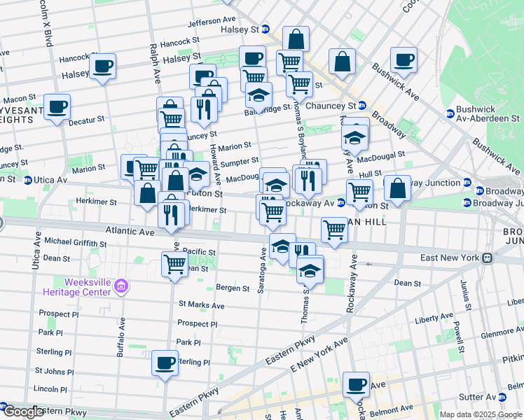 map of restaurants, bars, coffee shops, grocery stores, and more near in Brooklyn