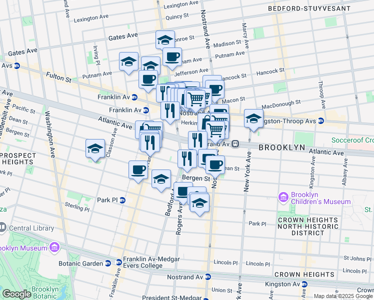 map of restaurants, bars, coffee shops, grocery stores, and more near in Brooklyn