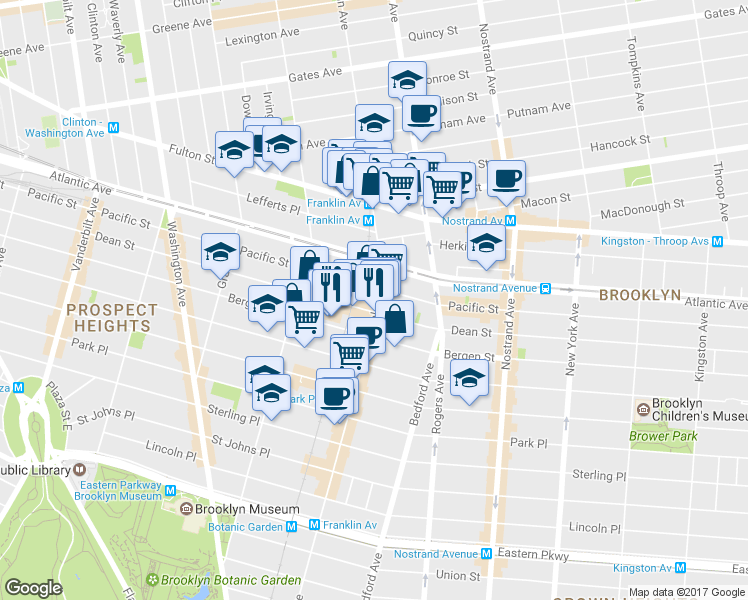 map of restaurants, bars, coffee shops, grocery stores, and more near 1035 Dean Street in Brooklyn