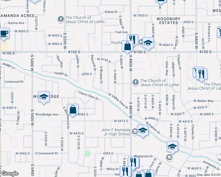 map of restaurants, bars, coffee shops, grocery stores, and more near 4246 South 4900 West in West Valley City