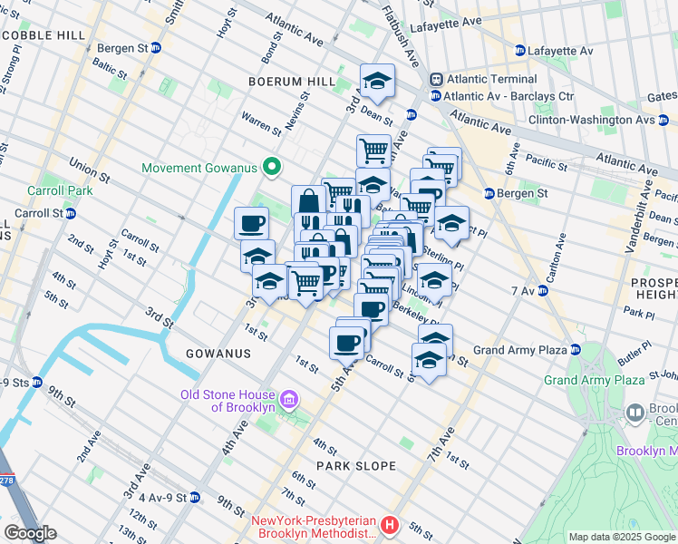 map of restaurants, bars, coffee shops, grocery stores, and more near 649 Degraw Street in Brooklyn