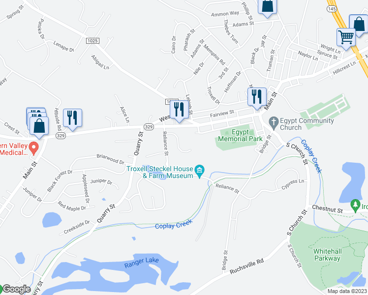 map of restaurants, bars, coffee shops, grocery stores, and more near 4230 Belmont Circle in Lehigh County