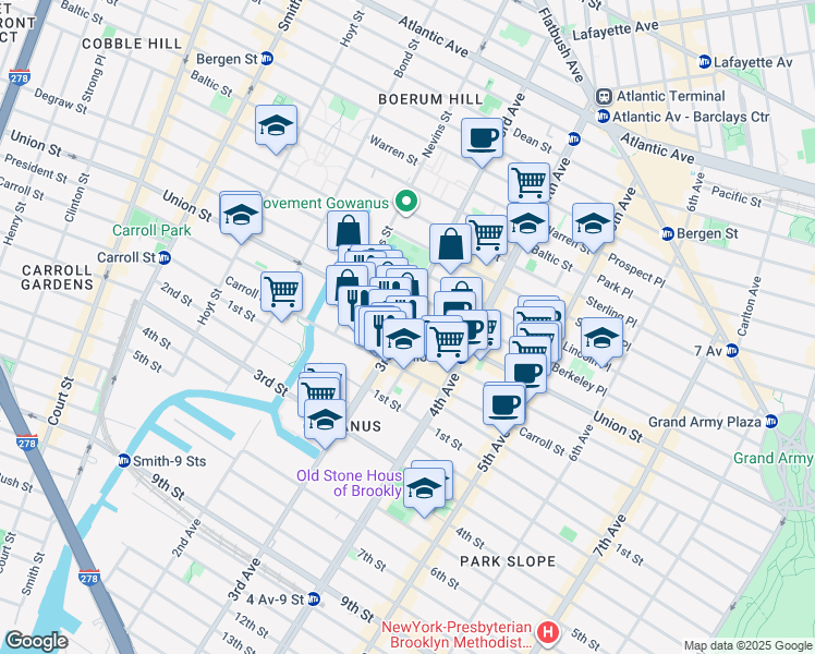 map of restaurants, bars, coffee shops, grocery stores, and more near 255 3rd Avenue in Brooklyn