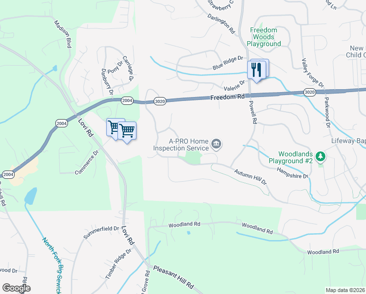 map of restaurants, bars, coffee shops, grocery stores, and more near 408 Auburn Drive in Cranberry Township