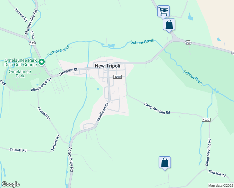 map of restaurants, bars, coffee shops, grocery stores, and more near 6705 Jefferson Court in New Tripoli