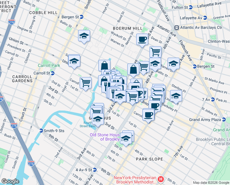 map of restaurants, bars, coffee shops, grocery stores, and more near in Brooklyn
