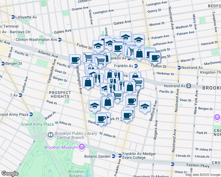 map of restaurants, bars, coffee shops, grocery stores, and more near 924 Dean Street in Brooklyn