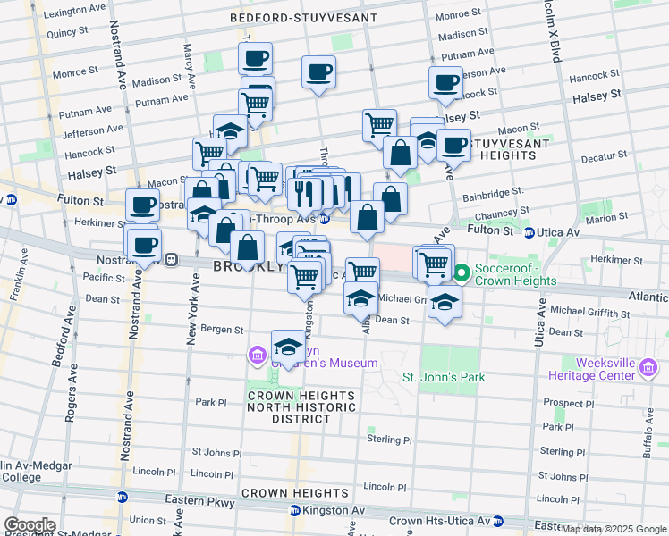 map of restaurants, bars, coffee shops, grocery stores, and more near in Brooklyn