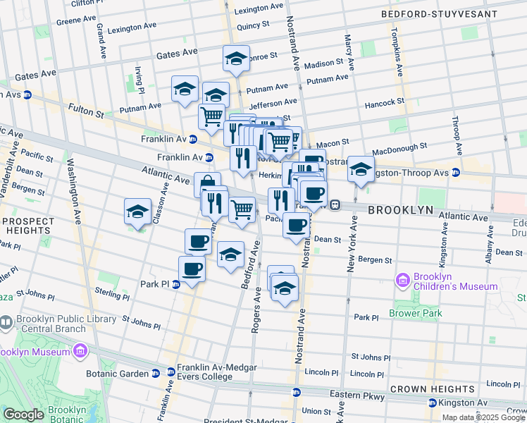 map of restaurants, bars, coffee shops, grocery stores, and more near in Brooklyn