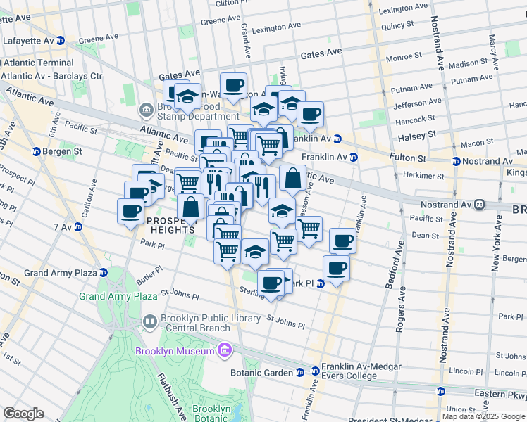 map of restaurants, bars, coffee shops, grocery stores, and more near in Brooklyn