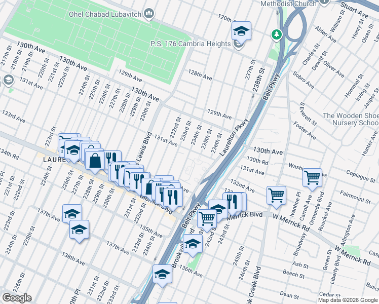 map of restaurants, bars, coffee shops, grocery stores, and more near in Queens