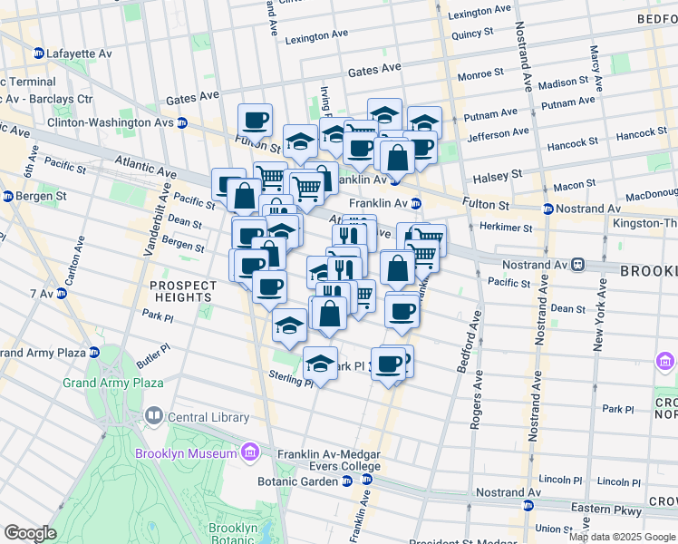 map of restaurants, bars, coffee shops, grocery stores, and more near 924 Dean Street in Brooklyn