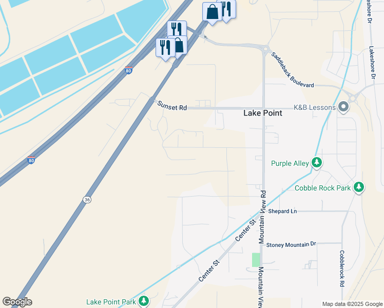 map of restaurants, bars, coffee shops, grocery stores, and more near 1520 East Parker Lane in Lake Point