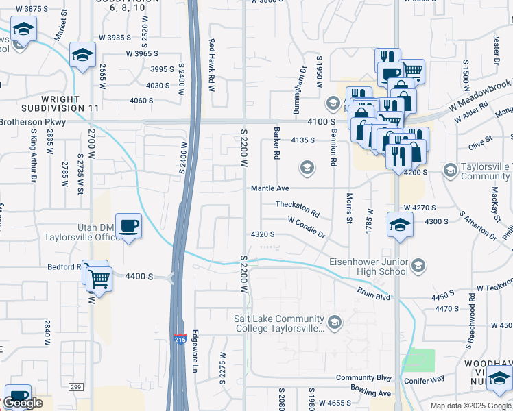 map of restaurants, bars, coffee shops, grocery stores, and more near 4268 MacKay Drive in Salt Lake City
