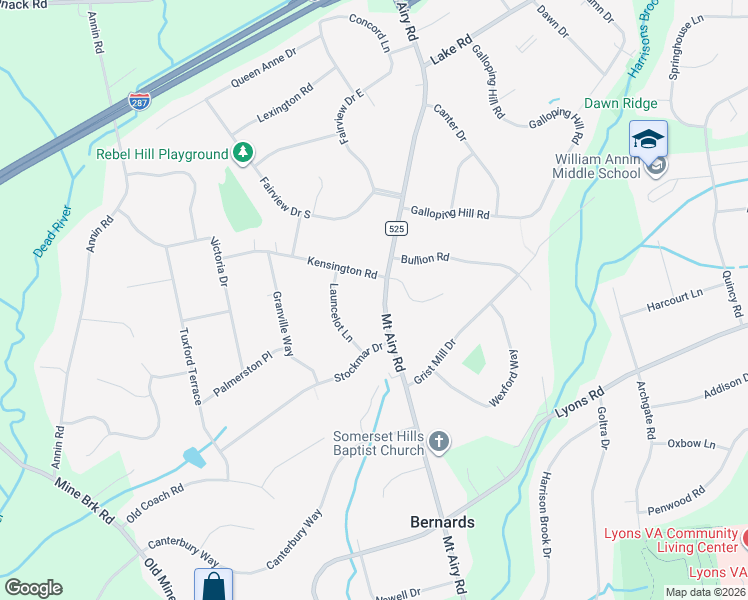 map of restaurants, bars, coffee shops, grocery stores, and more near 429 Mount Airy Road in Bernards