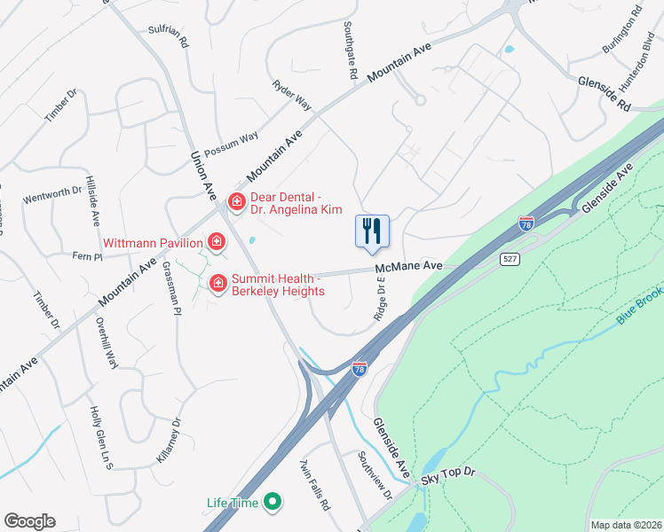 map of restaurants, bars, coffee shops, grocery stores, and more near 235 McMane Avenue in Berkeley Heights