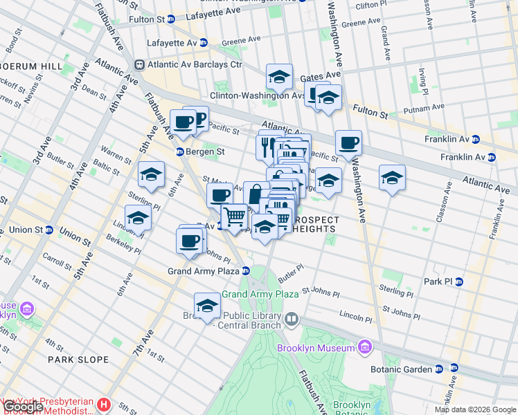 map of restaurants, bars, coffee shops, grocery stores, and more near 212 Saint Marks Avenue in Brooklyn