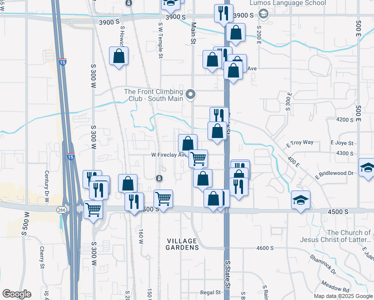 map of restaurants, bars, coffee shops, grocery stores, and more near 17 East Gilbride Avenue in Murray