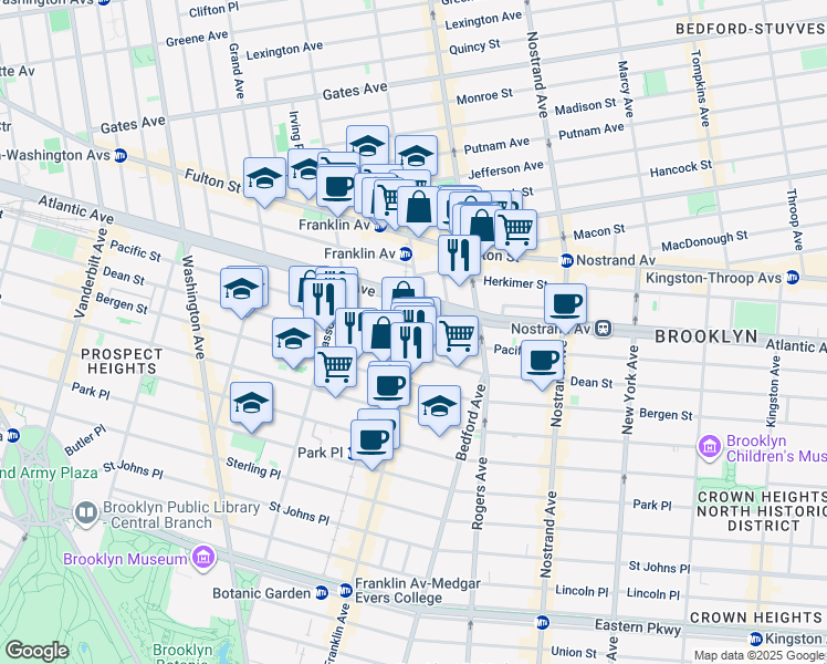 map of restaurants, bars, coffee shops, grocery stores, and more near 1035 Dean Street in Brooklyn