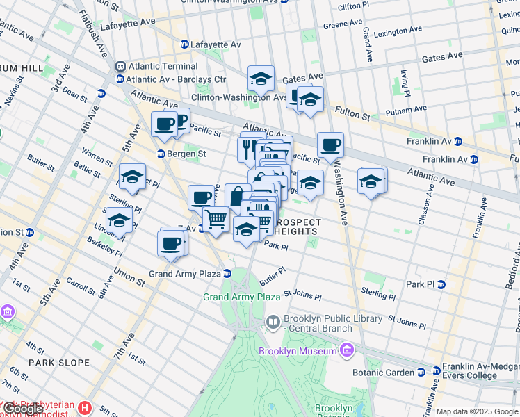 map of restaurants, bars, coffee shops, grocery stores, and more near 212 Saint Marks Avenue in Brooklyn