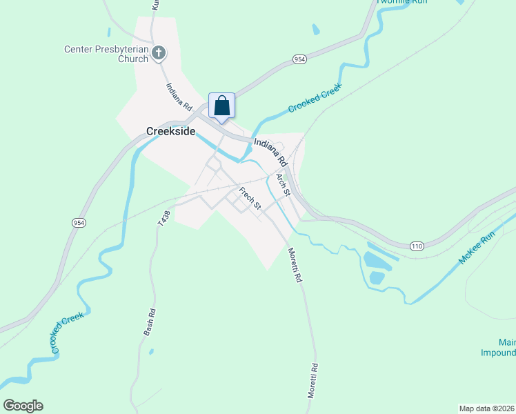 map of restaurants, bars, coffee shops, grocery stores, and more near 152 Frech Street in Creekside