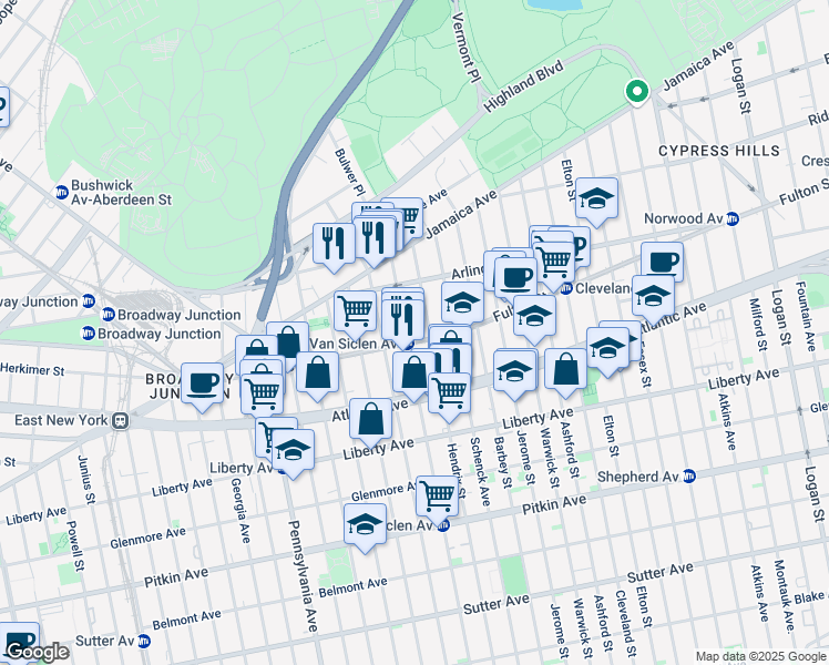 map of restaurants, bars, coffee shops, grocery stores, and more near in Brooklyn