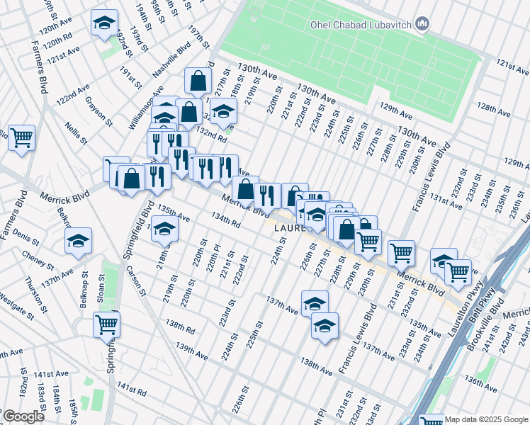 map of restaurants, bars, coffee shops, grocery stores, and more near in Queens