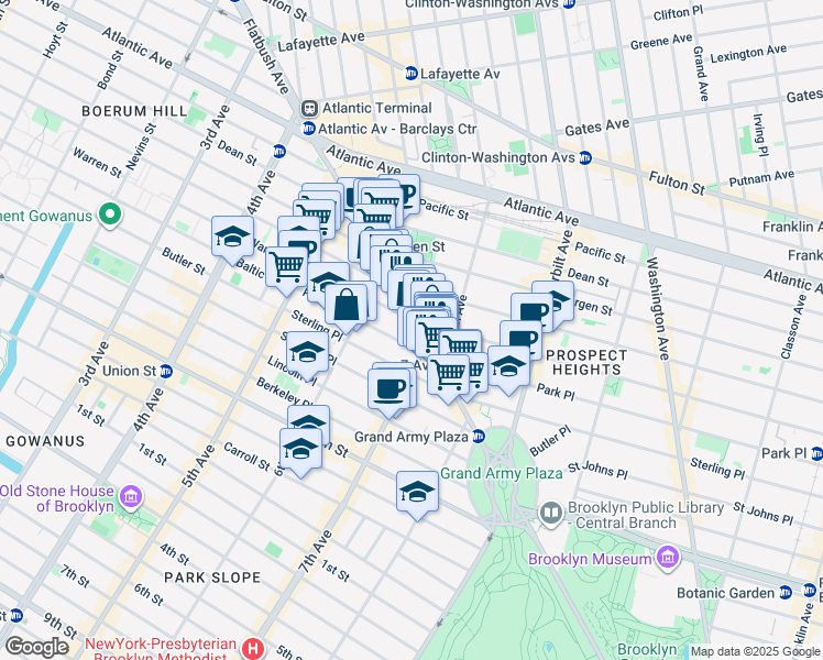 map of restaurants, bars, coffee shops, grocery stores, and more near 114 Prospect Place in Brooklyn