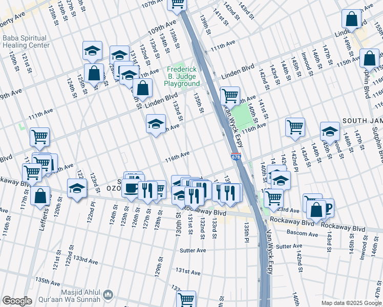 map of restaurants, bars, coffee shops, grocery stores, and more near in Queens